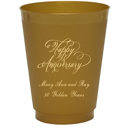 Elegant Happy Anniversary Colored Shatterproof Cups